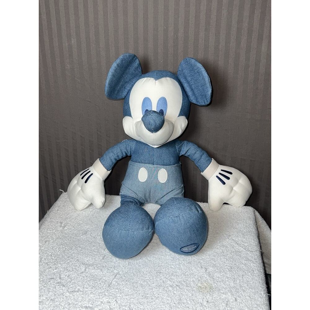 Christmas Disney Store Exclusive Blue Denim Cool Mickey Mouse Plush